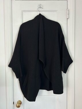 Madewell Black Ribbed Open-Front Shell Cardigan Size XS/S
